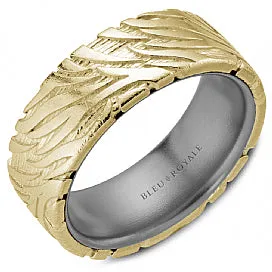 Men's 14K Yellow Gold & Grey Tantalum Wedding Band