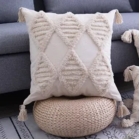 Moroccon Tassels Cushion Cover 17" x 17"