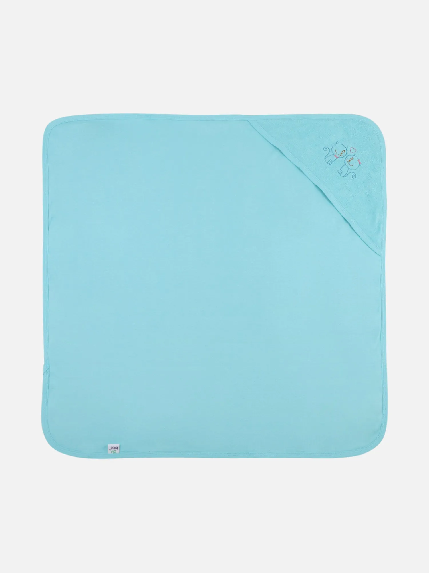 Naidu Hall Oh Baby Plain Embroidery Cotton Carry Towel - Light Blue - Hood Terry Print
