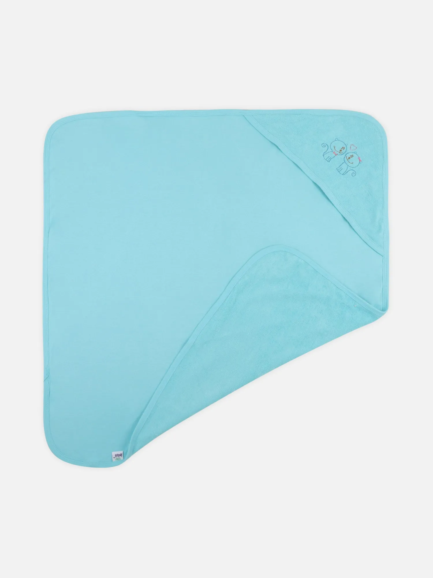 Naidu Hall Oh Baby Plain Embroidery Cotton Carry Towel - Light Blue - Hood Terry Print