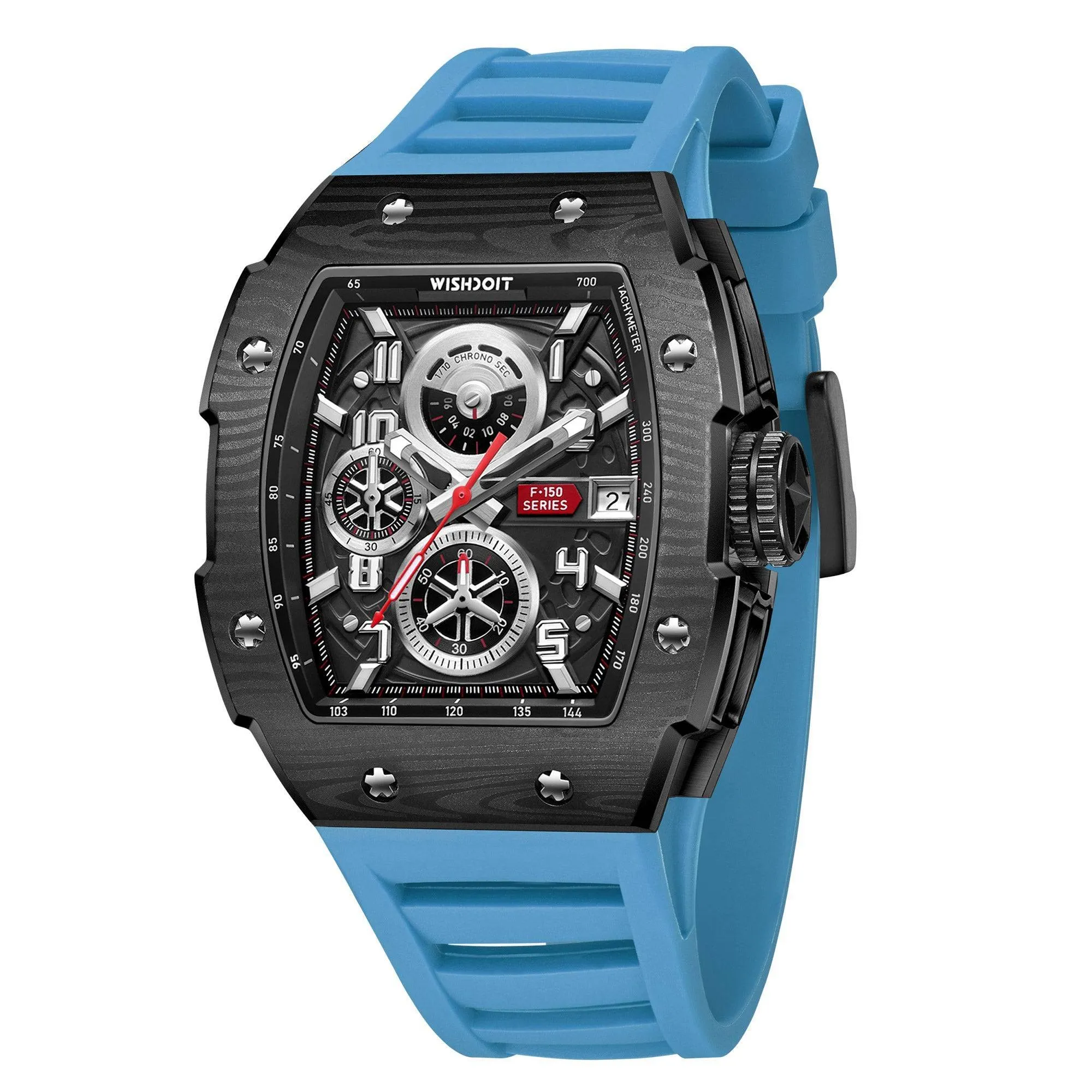 Racing | F-150 Chrono-Black Watch (Light Blue Strap)