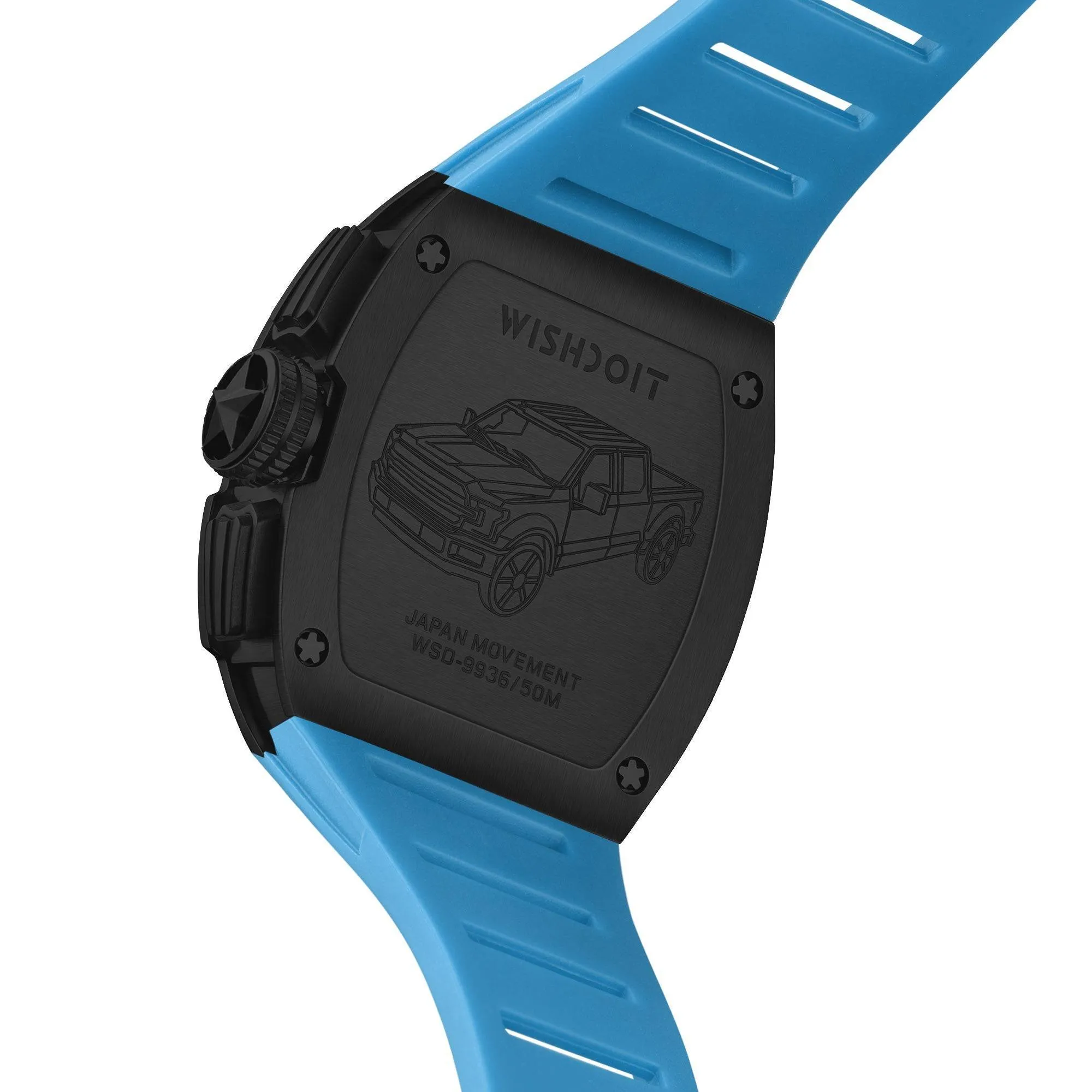 Racing | F-150 Chrono-Black Watch (Light Blue Strap)