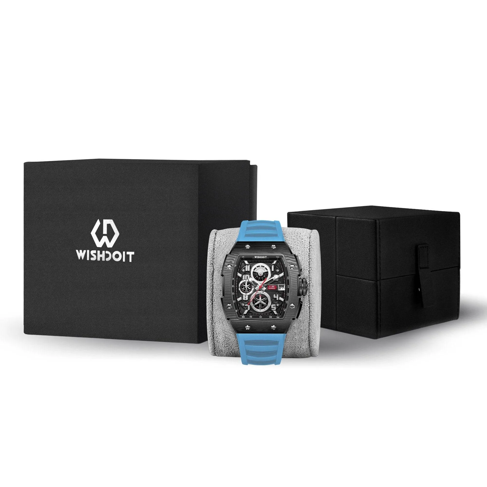 Racing | F-150 Chrono-Black Watch (Light Blue Strap)