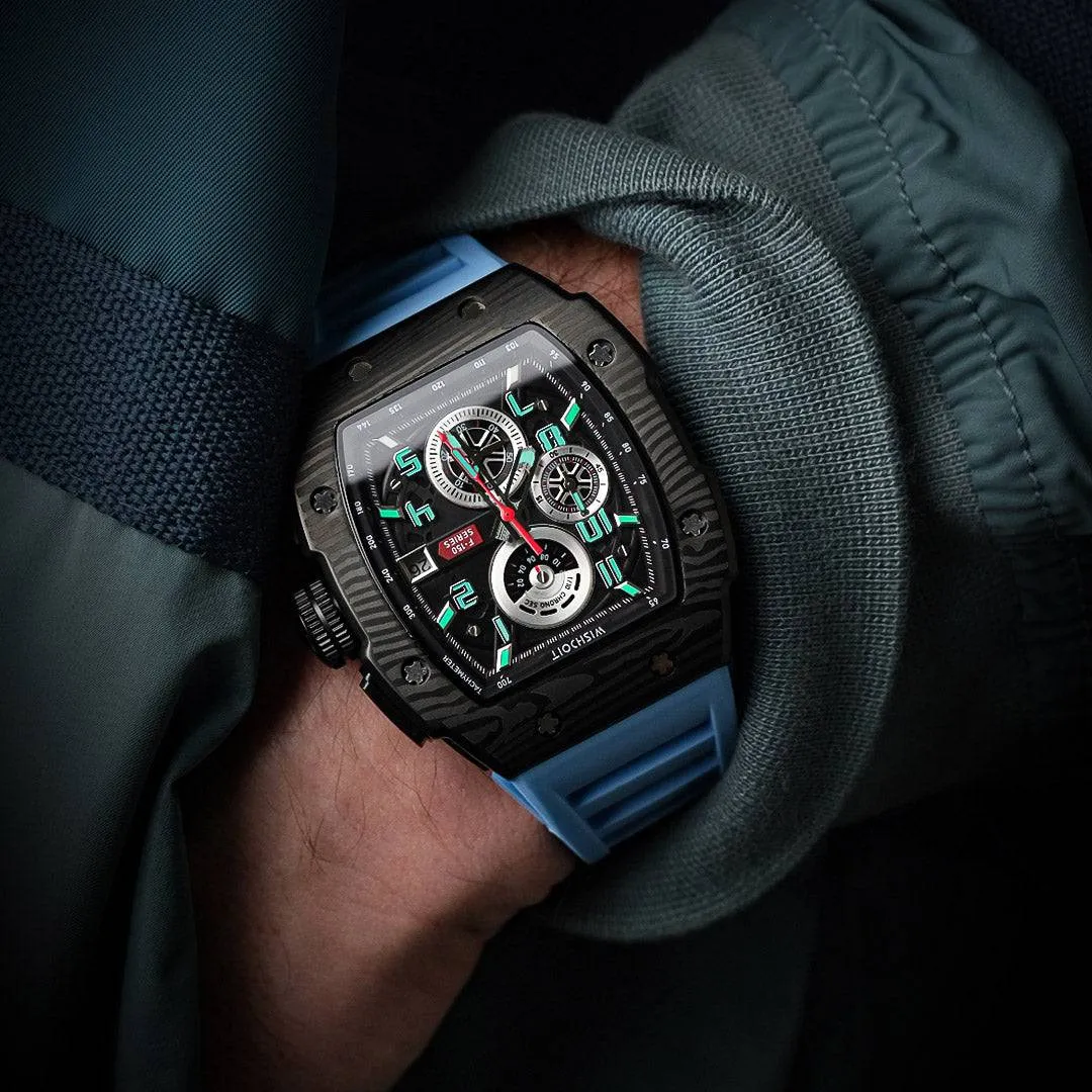 Racing | F-150 Chrono-Black Watch (Light Blue Strap)