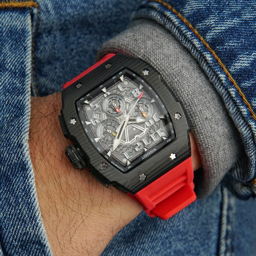 Racing | GT Chrono-Black Watch (Red Strap)