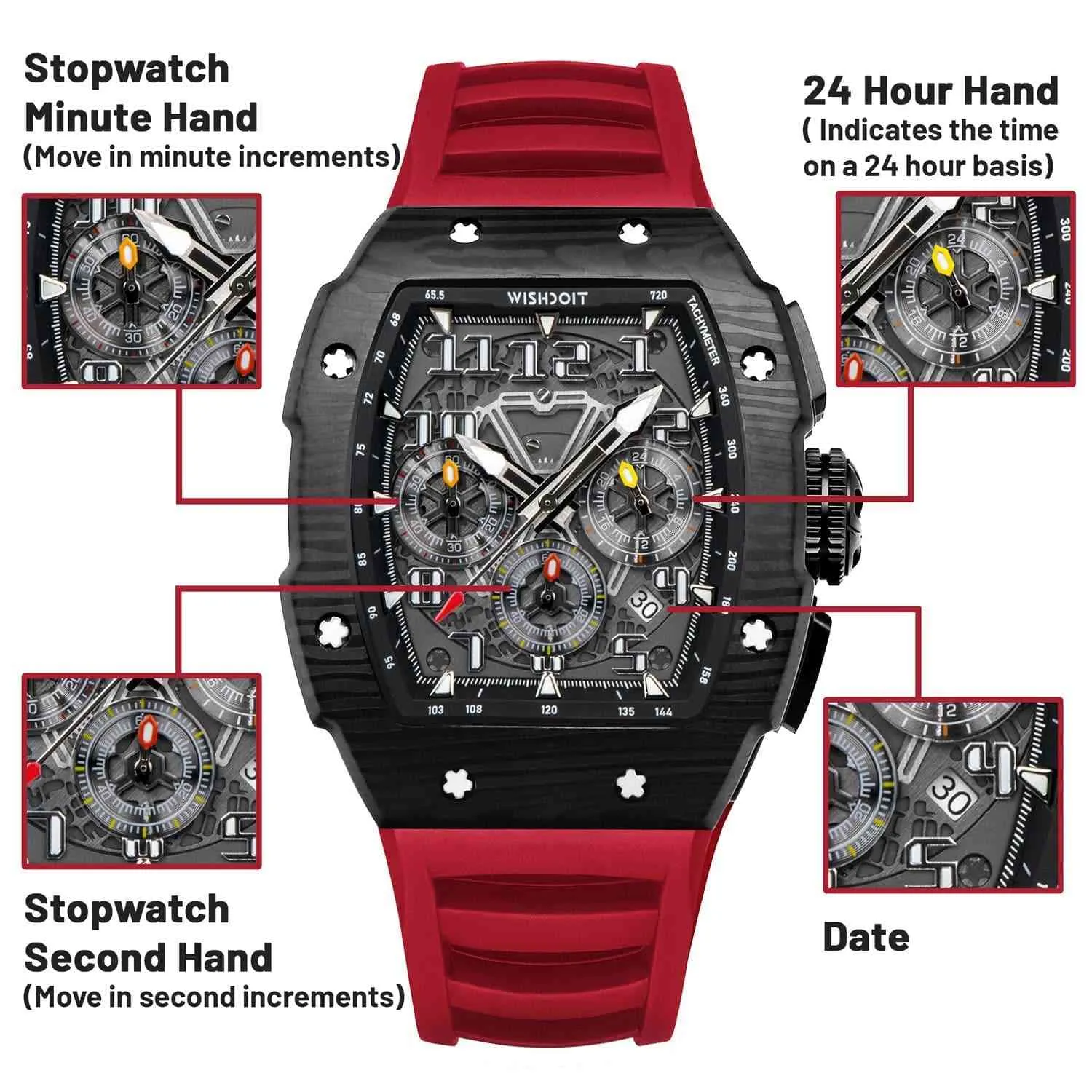 Racing | GT Chrono-Black Watch (Red Strap)