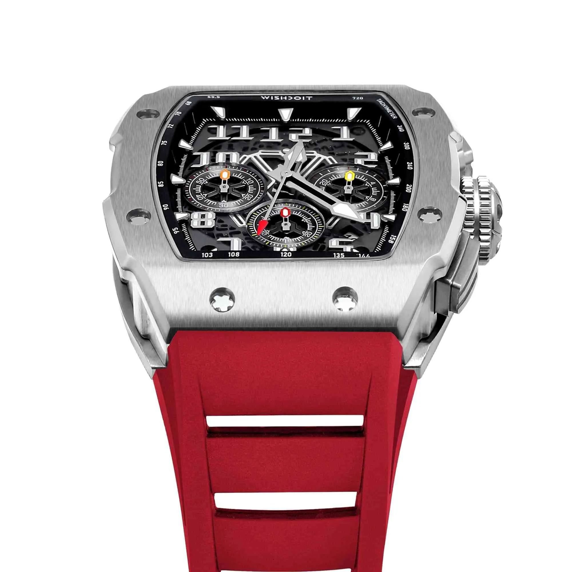 Racing | GT Chrono-Silvery Watch (Red Strap)