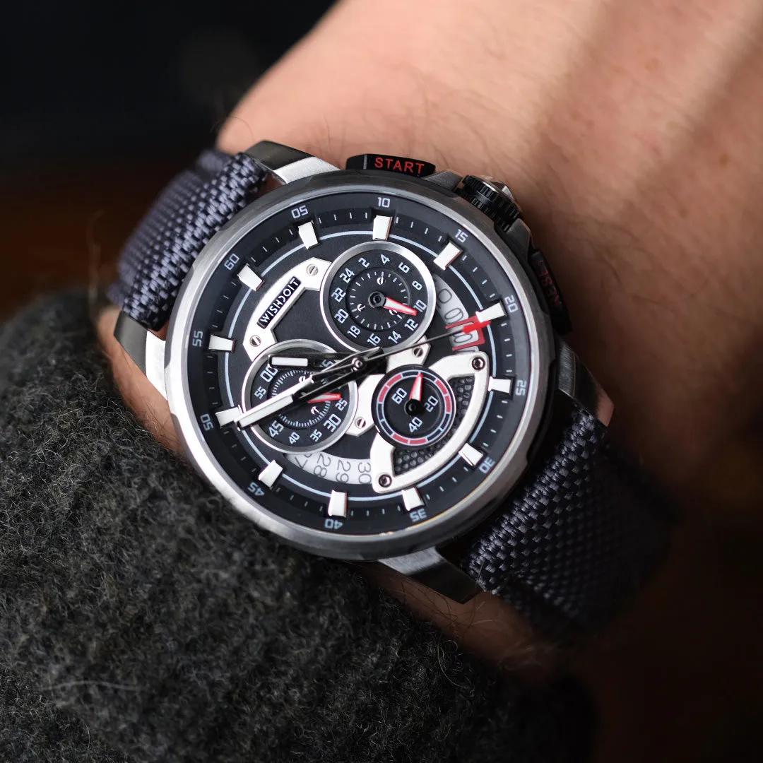 Racing | GT40 Chrono-Silvery Watch (Grey Strap)