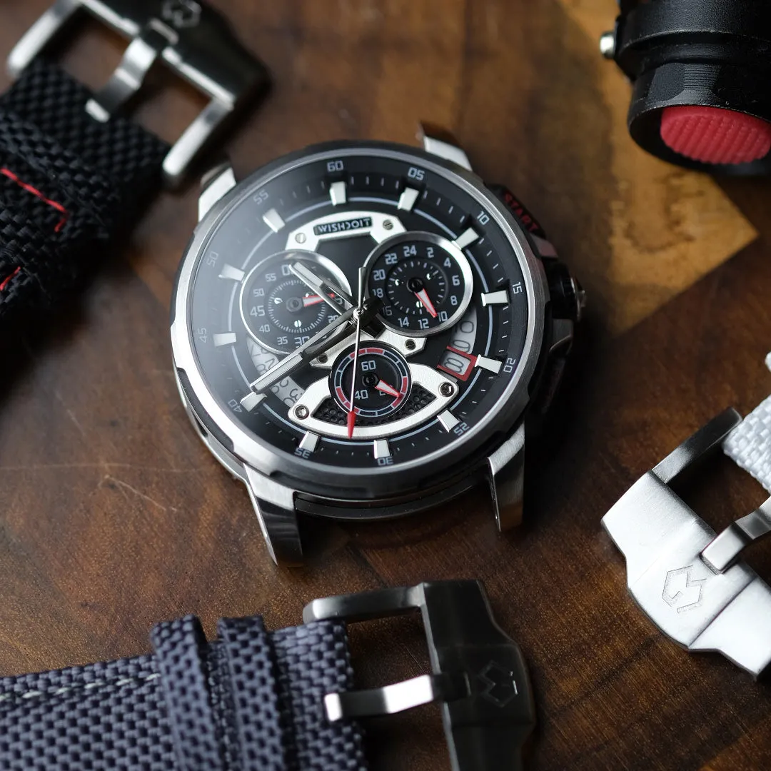 Racing | GT40 Chrono-Silvery Watch (Grey Strap)