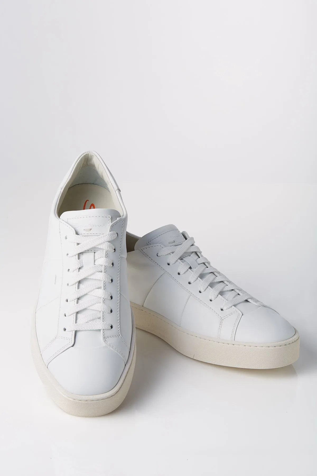 Santoni Leather Low-Top Sneaker in White