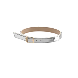Silver Metallic Patent Ankle Strap