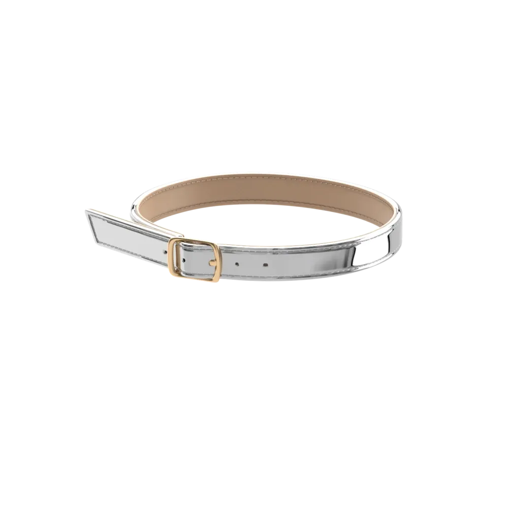 Silver Metallic Patent Ankle Strap