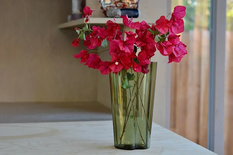 Tall Moss Green Vase by Alvar Aalto
