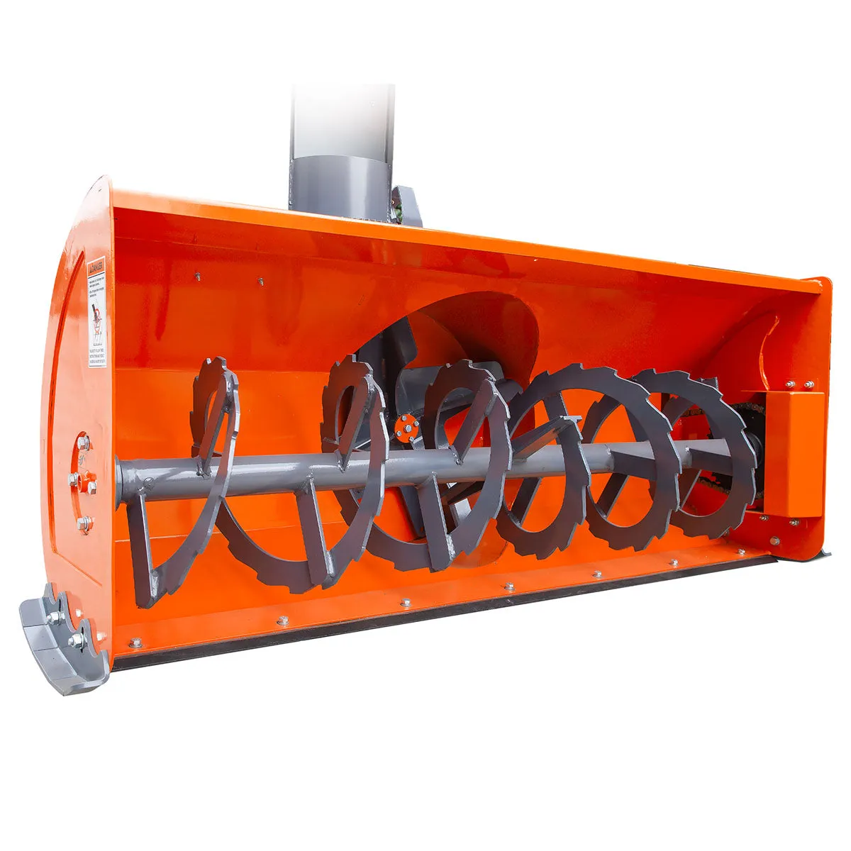 TMG Industrial 72” Skid Steer Snow Blower, 45-75 HP Loader Required, 24” Diameter Impeller, 360° Motor Driven Snow Chute, TMG-SSB72