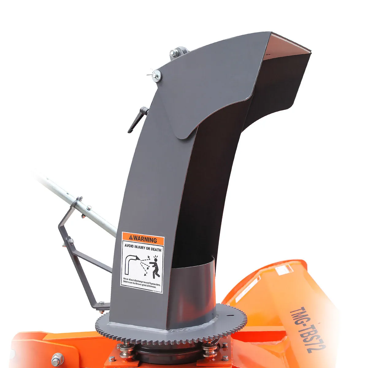 TMG Industrial 72” Skid Steer Snow Blower, 45-75 HP Loader Required, 24” Diameter Impeller, 360° Motor Driven Snow Chute, TMG-SSB72