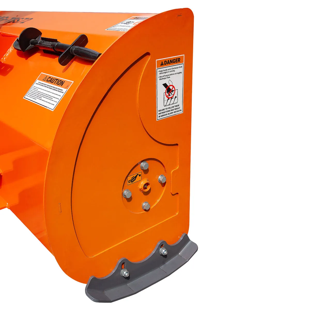 TMG Industrial 72” Skid Steer Snow Blower, 45-75 HP Loader Required, 24” Diameter Impeller, 360° Motor Driven Snow Chute, TMG-SSB72