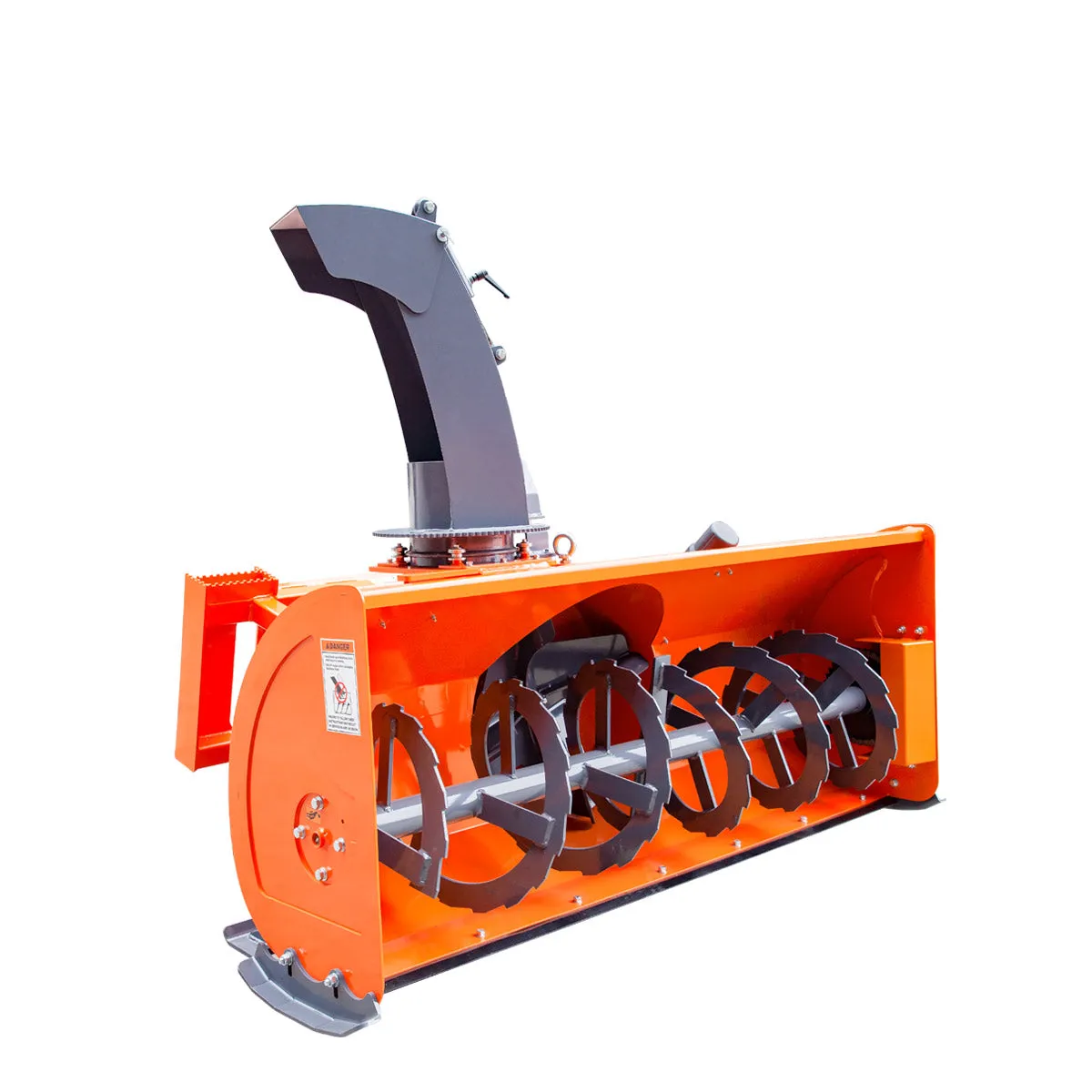 TMG Industrial 72” Skid Steer Snow Blower, 45-75 HP Loader Required, 24” Diameter Impeller, 360° Motor Driven Snow Chute, TMG-SSB72