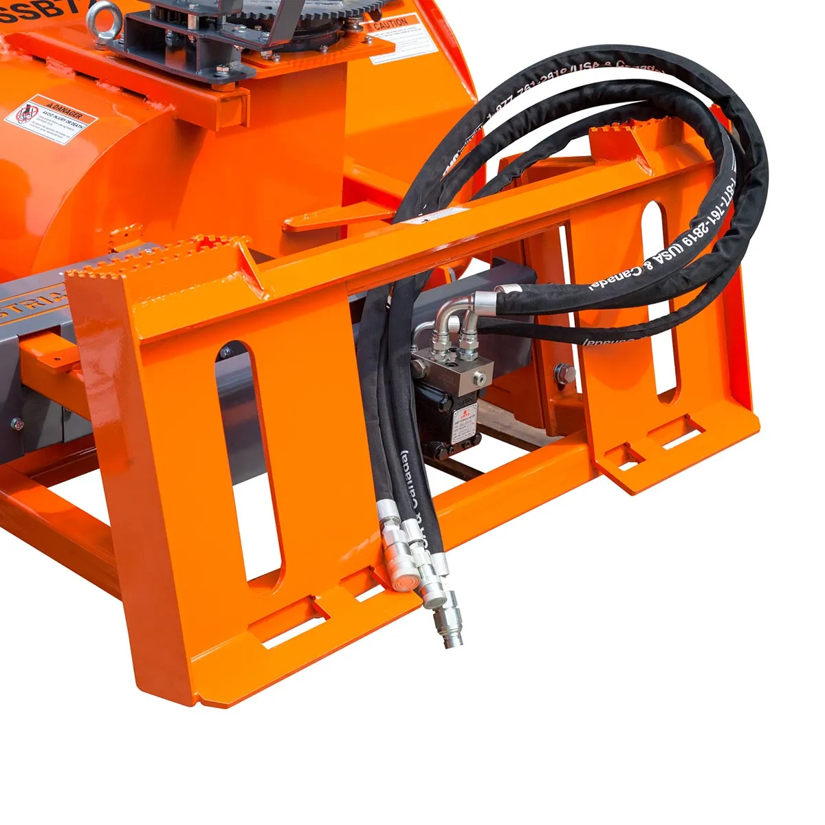 TMG Industrial 72” Skid Steer Snow Blower, 45-75 HP Loader Required, 24” Diameter Impeller, 360° Motor Driven Snow Chute, TMG-SSB72