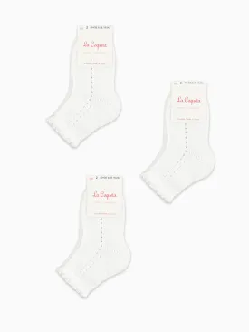 White Openwork Short Girl Socks Set