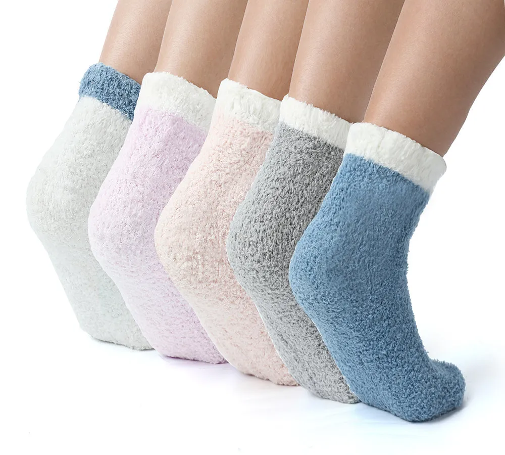 Women Crew Fluffy Socks Five Pairs