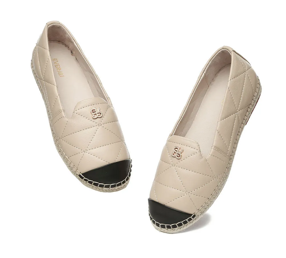 Women Leather Slip-on Flat Espadrilles Evelyn