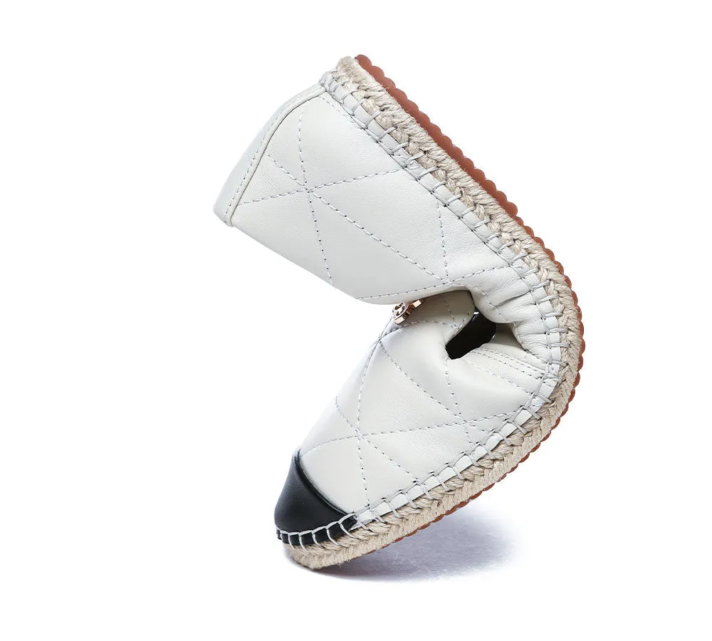 Women Leather Slip-on Flat Espadrilles Evelyn