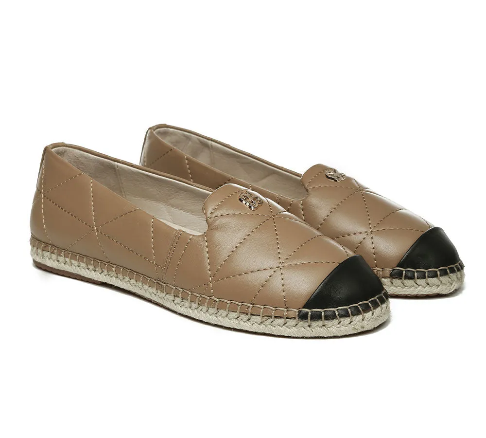 Women Leather Slip-on Flat Espadrilles Evelyn