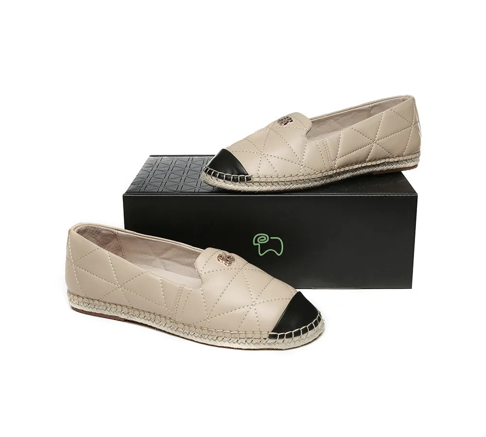 Women Leather Slip-on Flat Espadrilles Evelyn