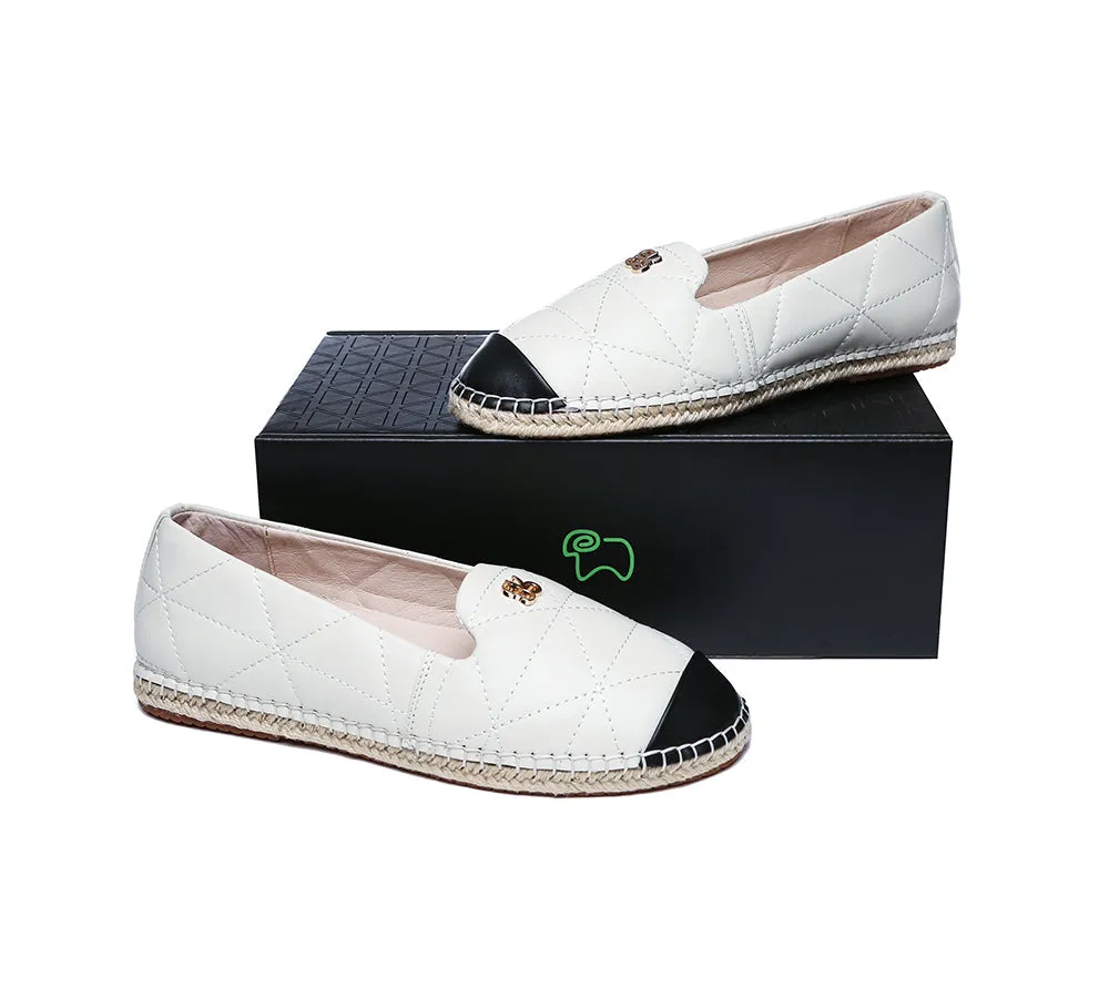 Women Leather Slip-on Flat Espadrilles Evelyn
