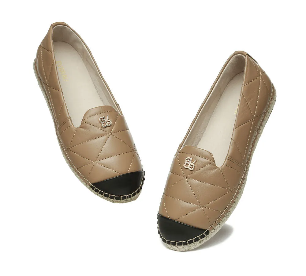 Women Leather Slip-on Flat Espadrilles Evelyn