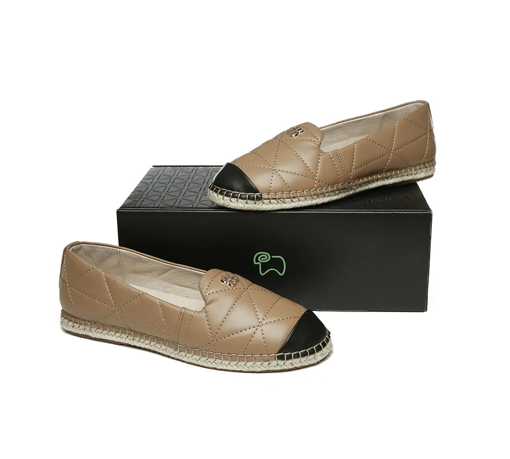 Women Leather Slip-on Flat Espadrilles Evelyn