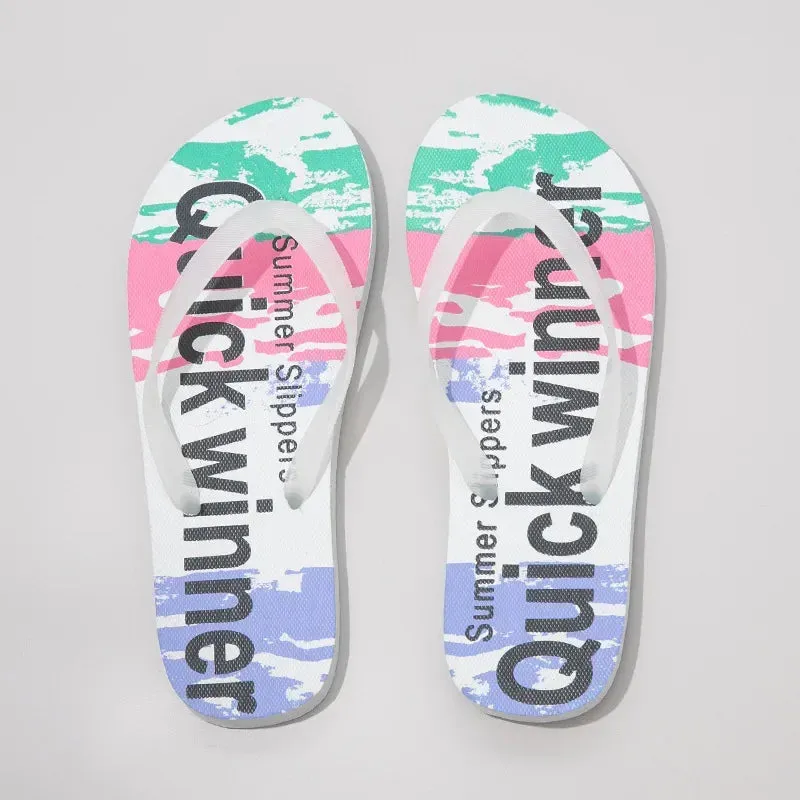 Women's Flip-Flops Personalized Couples Trendy Beach Sandals 2024 Summer New Graffiti Flip-Flops Summer Colorful Fashion