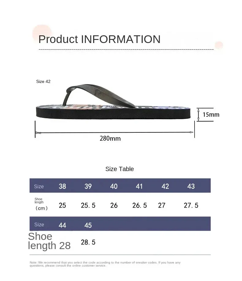 Women's Flip-Flops Personalized Couples Trendy Beach Sandals 2024 Summer New Graffiti Flip-Flops Summer Colorful Fashion