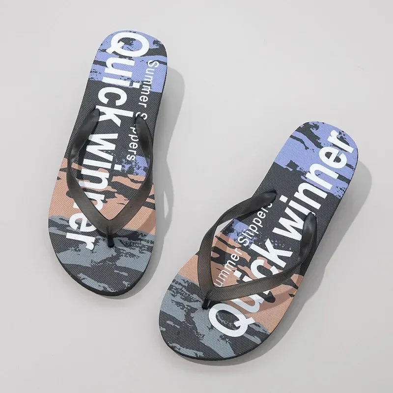Women's Flip-Flops Personalized Couples Trendy Beach Sandals 2024 Summer New Graffiti Flip-Flops Summer Colorful Fashion