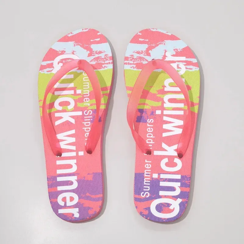 Women's Flip-Flops Personalized Couples Trendy Beach Sandals 2024 Summer New Graffiti Flip-Flops Summer Colorful Fashion